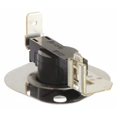 This OEM high limit thermostat monitors dryer temperature and interrupts power to the heating element if air temperature exceeds safe limits, preventing overheating. It is designed for use in Whirlpool dryers and washer-dryer combos.
