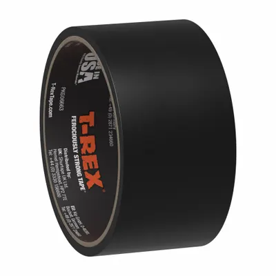 T-REX Repair Tape: 2 in Wd, 5 ft Lg, 29 mil Thick, Black, Polyolefin Film, Rubber - Moisture-Resistant Film Tape