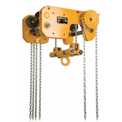 HARRINGTON Manual Chain Hoist: Geared Trolley, 6,000 lb Lifting Capacity - Low Headroom Geared Trolley Chain Hoists