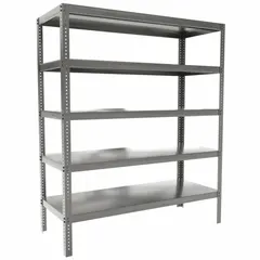 This extra-heavy-duty bolted standalone open shelving unit is constructed with a steel frame and steel shelves. It measures 60 inches wide by 24 inches deep with an overall height of 96 inches and includes five shelves. The unit is finished in gray and ships unassembled. Suitable for industrial storage of heavy parts, tools, and materials in warehouses, maintenance shops, and manufacturing facilities.