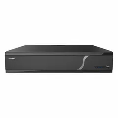 32-channel network IP video recorder with H.265 compression and 320 Mbps network interface. Supports up to 12MP/8MP resolution, VGA output, sensor-based recording, and video export via USB flash drive. Suitable for centralized surveillance in commercial and industrial environments.