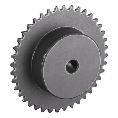TSUBAKI Sprocket: One-Sided Hub, For Single Strands, 25, 40 Teeth, 3.187 in Pitch Dia - Size 25 Plain-Bore Roller Chain Sprockets