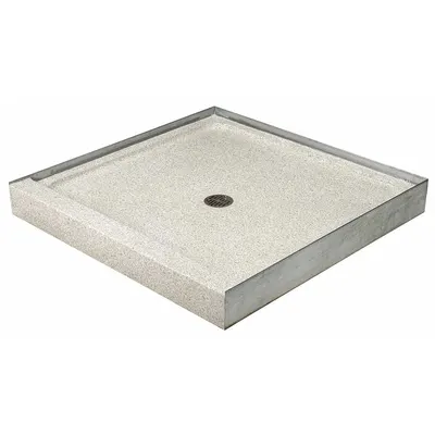 ACORN Shower Base: Square, Single Threshold, Terrazzo, 36 in Overall Lg - Shower Bases