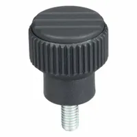 Hand Knob: Knurled, Plastic w/ Steel Thread, M5 Thread, 10 mm Thread Lg, 21 mm Dia, Gray (MPN K0247.105X10)