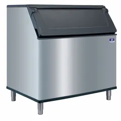 This ice bin stores up to 882 lb of ice and features a flip-up lid for easy access. Constructed of stainless steel with an unfinished exterior, it measures 50 inches high, 48 inches wide, and 34 inches deep. Suitable for use in commercial kitchens, bars, and foodservice operations where bulk ice storage is required.