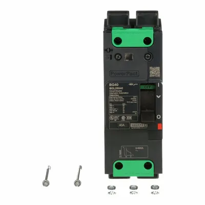 SQUARE D Molded Case Circuit Breaker: 40 A Amps, 100kA at 240V AC, Fixed, Everlink Lug Both Ends - B-Frame Square D Molded Case Circuit Breakers