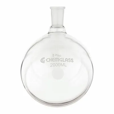 CHEMGLASS Boiling Flask: 2 L, Colorless, Round, A - Glass Boiling Flasks