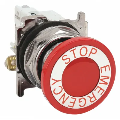 EATON Emergency Stop Push Button: Non-Illuminated, Mushroom Head Profile, Metallic - Mushroom-Head Push Buttons
