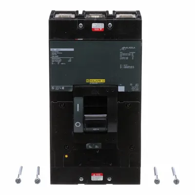 SQUARE D Molded Case Circuit Breaker: 400 A Amps, 25kA at 120/240V AC, Adj, Lug - LA-, LH-, Q4-Frame Square D Molded Case Circuit Breakers