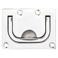 SUGATSUNE Recessed Folding Pull Handle: Unthreaded Holes, Stainless Steel, Silver, Ring, 2.559 in (MPN 26700)