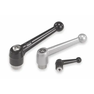 KIPP Adjustable Handle: Zinc w/ SS Thread, 1/4"-20 - Ball-Style Adjustable Handles with Threaded Hole