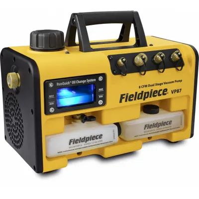FIELDPIECE Vacuum Pump: 8 cfm, 15 micron Ultimate Vacuum, 120V AC, A2L Compatible - A2L Compatible Refrigerant Evacuation Pumps