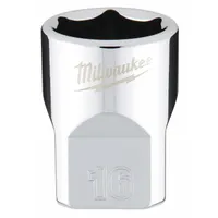 MILWAUKEE Standard Socket: Metric, 3/8 in Drive Size, 16 mm Socket Size, 6-Point, Std, Chrome (MPN 45-34-9086)