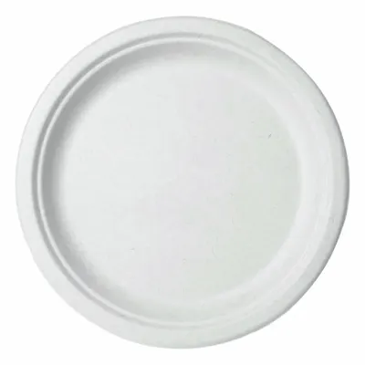 VEGWARE Plates: Natural Oatmeal, 10 in Disposable Plate Size, 1 Compartments - Compostable Fiber Plates