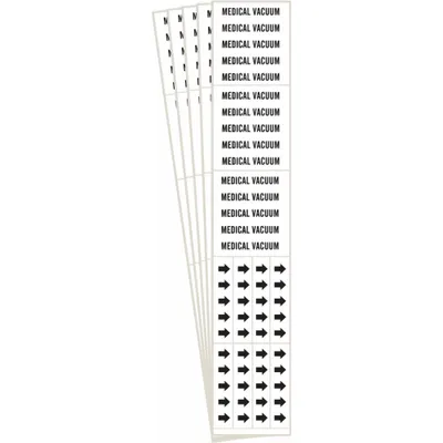 BRADY Pipe Marker: Medical Vacuum, White, Black, Fits 3/4 in and Smaller Pipe O.D. - Medical Vacuum Adhesive Pipe Markers