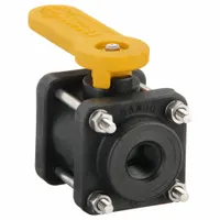 BANJO Manual Two-Way Ball Valve: 1/2 in, Polypropylene, Straight, FNPT x FNPT, Three-Piece, Lever (MPN V050)