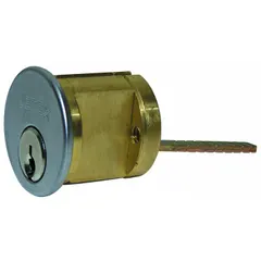 Rim cylinder designed as a replacement part for door alarms. Used to restore or upgrade the locking function on compatible exit devices in commercial and industrial facilities.