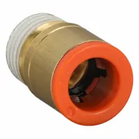 SMC Push-Fit Adapter Fitting: 3/8 in OD x 1/4 in Pipe Size, Push-to-Connect x MNPT, Brass, White (MPN KQ2S11-35AS)