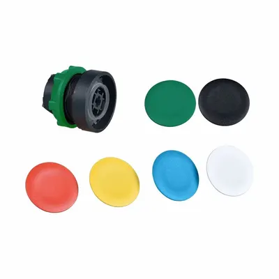 SCHNEIDER Flush Push Button: Black/Blue/Green/Red, 22 mm Mounting Size, Non-Metallic - Flush-Mount & Recessed Push-Button Operators