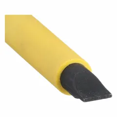 This insulated slotted screwdriver features a 1/4 in tip size and a long length with a 10 1/2 in overall length. The cushion grip provides comfort during use. It is designed for turning slotted screws in electrical applications where protection from shock is required.