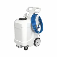 This walk-behind foamer features a 30-gallon poly tank and operates at 80 psi with an adjustable nozzle. It is chemically compatible with cleaners and degreasers, and includes both boom and spot foaming capabilities for applying cleaning solutions to large floor areas or targeted spots