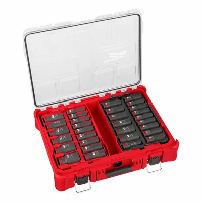 MILWAUKEE Socket Set: 1/2 in Drive, 31 Piece, 6-Point, Metric/SAE - SAE & Metric Socket Sets with Drive Tools