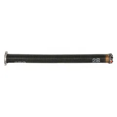 This steel torsion spring features a left-hand wind direction and closed drawbar ends. With a 0.25 in wire diameter, 2 1/2 in outside diameter, and 180° deflection angle, it is commonly used in counterbalance systems for overhead doors and similar applications requiring rotational force.