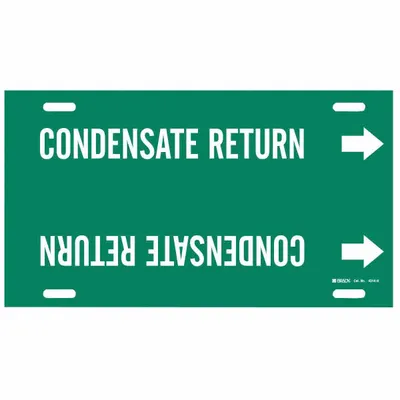 BRADY Pipe Marker: Condensate Return, Green, White, Fits 10 to 15 in Pipe O.D. - Condensate Return Snap-On Pipe Markers