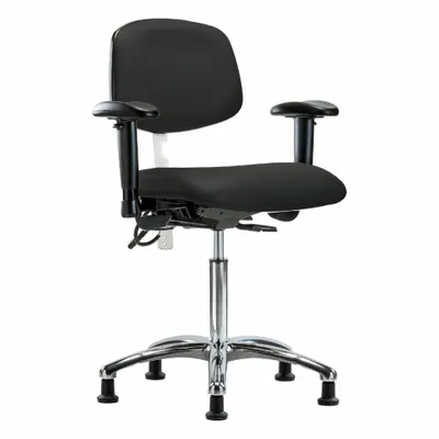 OEM ESD/Cleanroom Task Chair: Vinyl, Arms Included, Ht Range 21 1/2 in to 29 in - Vinyl ESD & Cleanroom Chairs