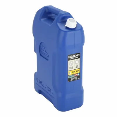 IGLOO Water Container: Blue, 6 gal Capacity, HDPE, 13 7/8 in Overall Lg - Hard-Sided Water Containers