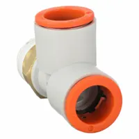 SMC Push-Fit Tee Fitting: 3/8 in Pipe x 1/2 in OD x 1/2 in OD Size, 49 19/32 mm Overall Lg, White (MPN KQ2Y13-36AS)