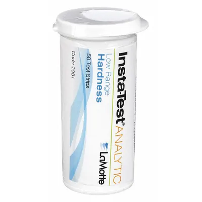 LAMOTTE Test Strips: Hardness, 0 to 180 ppm Hardness, Strip, 50 Tests, 3 in Overall Lg - Single-Parameter Test Strips