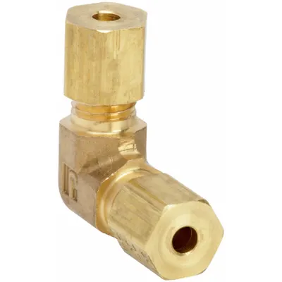 PARKER Compression Fitting Elbow: 3/8 in OD x 3/8 in OD Fitting Size, Brass - Standard Sleeve Brass Compression Fittings