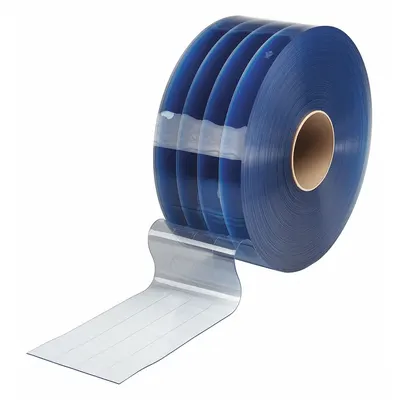 TMI Replacement Strips: 8 in Strip Wd, PVC, Reinforced/Smooth, Clear, -20°F Min Op Temp - Low-Temperature Replacement Strips