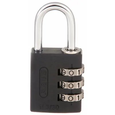 ABUS Combination Padlock: Scrolling Combo, Black, Aluminum, Std Shackle - TSA Approved Luggage Combination Padlocks