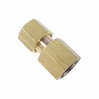 Brass compression fitting with standard sleeve, connecting 1/2 in BSPP male thread to 10 mm OD tubing. Used in pneumatic, hydraulic, and instrumentation lines for leak-tight, reusable joints