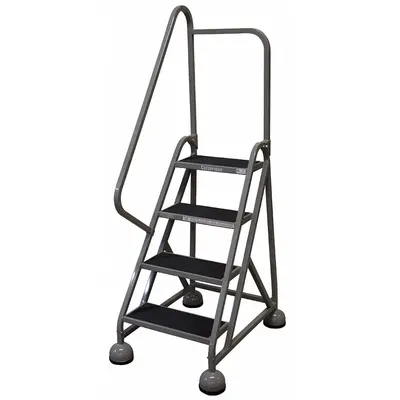 COTTERMAN Rolling Ladder: 3 ft Platform Ht, Partially Assembled, Steel - Steel Ultra-Stable Weight-Actuated Ladders