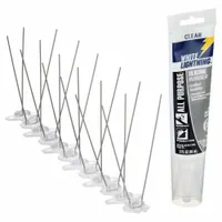 BIRD BARRIER Bird Repellent Spikes: Narrow, Plastic Base, Silver, 10 ft Overall Lg (MPN BP-F110)