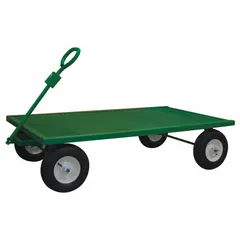 DURHAM MFG Wagon Truck: 1,200 lb Cap, 60 in L x 36 in W x 13 1/4 in H Deck, D-Shaped, 12 ga Frame (MPN GT5WT-3660-12PN-83T). Key specifications — Brand: DURHAM MFG; Color: Green.