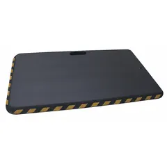 This CONDOR kneeling pad measures 16 inches by 28 inches with a 1-inch thickness. Made of black rubber, it provides cushioning and support for tasks requiring prolonged kneeling on hard surfaces. The integrated cutout handle facilitates easy transport between work areas.