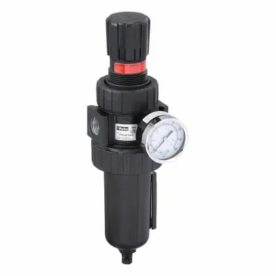 Parker Filter-Regulator: 07E Series, 1/2 in NPT, 90 cfm, 5 micron, 250 psi Max Op Pressure - Parker FRL Air Filter/Regulators