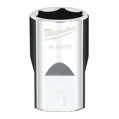 MILWAUKEE Standard Socket: SAE, 1/2 in Drive Size, 11/16 in Socket Size, 6-Point - Anti-Roll Hand Sockets