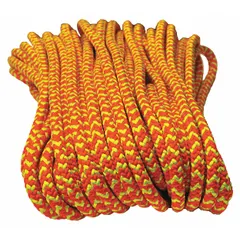 Dynamic braid rope with 1/2 in diameter, 750 lb working load limit, and 120 ft overall length. Designed for rigging and climbing tasks where controlled stretch and energy absorption are required. Suitable for lifting, securing loads, and rope access work.