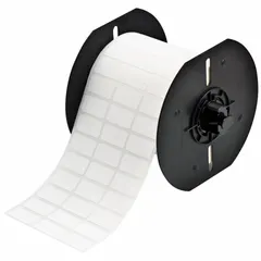 Acrylic permanent adhesive label roll with 7,000 precut labels, each measuring 1/2 in x 1 in. Designed for use with the i5300 printer series. Suitable for industrial identification and marking of equipment, cables, and components.