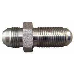 This rigid straight steel adapter connects O-Ring Boss (ORB) ports to JIC male threads in hydraulic systems. It is used for direct, leak-resistant connections in fluid power applications such as industrial machinery and mobile equipment.