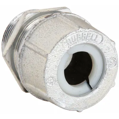 HUBBELL WIRING DEVICE-KELLEMS Liquid Tight Cord Connector: Iron, 1 1/2 in MNPT, 1.25 in to 1.38 in, Silver - Straight Metallic Cable Grips