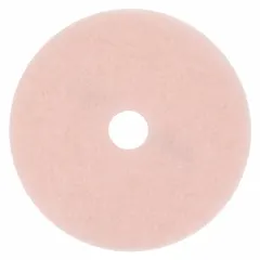 Round burnishing pad made of synthetic polyester fiber. 20-inch diameter, 1-inch thickness, rated for maximum 3000 RPM. Used with floor burnishing machines to restore gloss on resilient flooring surfaces. Sold in packs of 5.
