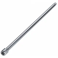 This 1/4" drive hand socket extension features a 1/4 in input and output drive size with a 10 in overall length. It is used to extend the reach of a ratchet or driver to access recessed fasteners in confined spaces. Suitable for general maintenance and repair tasks where clearance is limited.