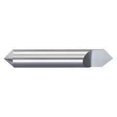 This double-end pointed engraving tool is made of carbide with a 60° tip angle and 0.008" tip diameter. The 4" overall length allows for use in manual or CNC engraving machines. Typical applications include marking, numbering, and fine detail engraving on metals, plastics, and hardened materials for part identification and labeling.