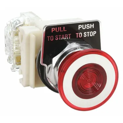 SCHNEIDER Mushroom Head Push Button: Illuminated, Mushroom Head Profile, Non-Metallic - Illuminated Mushroom-Head Push Buttons